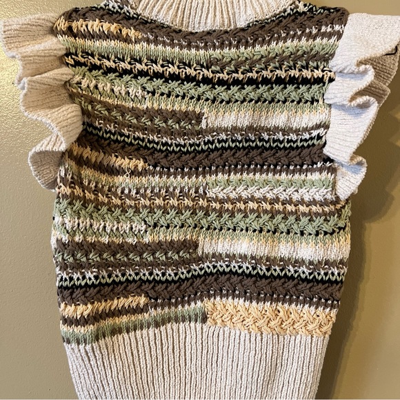 Zara Chunky Knit Ruffled Sleeve Sweater Vest size M Multicolor F1 - Picture 8 of 15